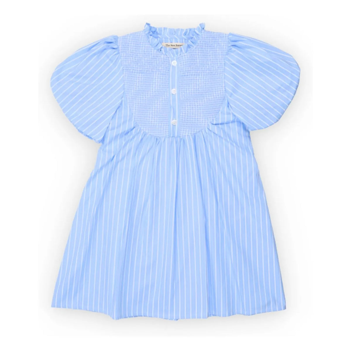 the new society - Striped Ficus Puffy Sleeve Dress | Light Blue