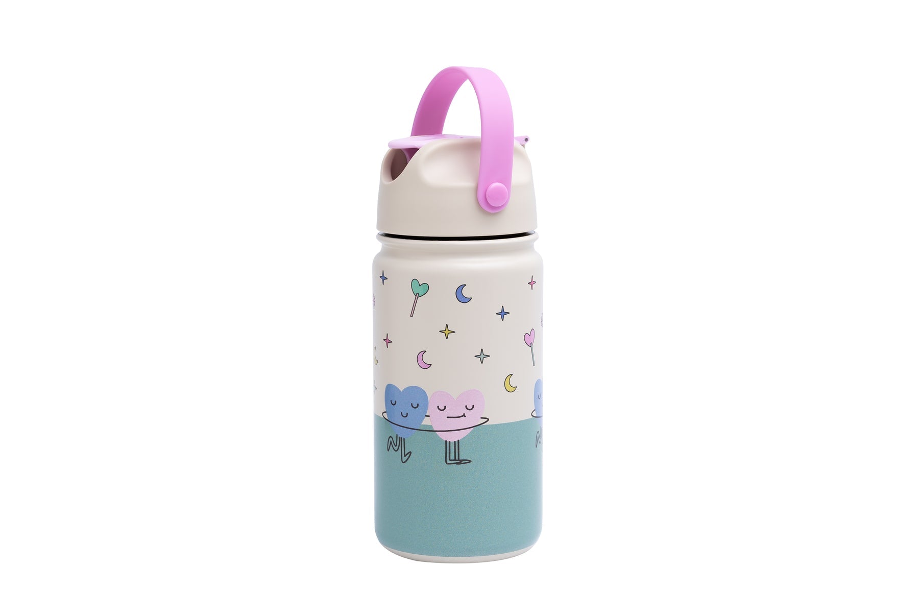 The Cotton Cloud - Dancing Hearts 420ML Stainless Steel Hidden Straw Water Bottle