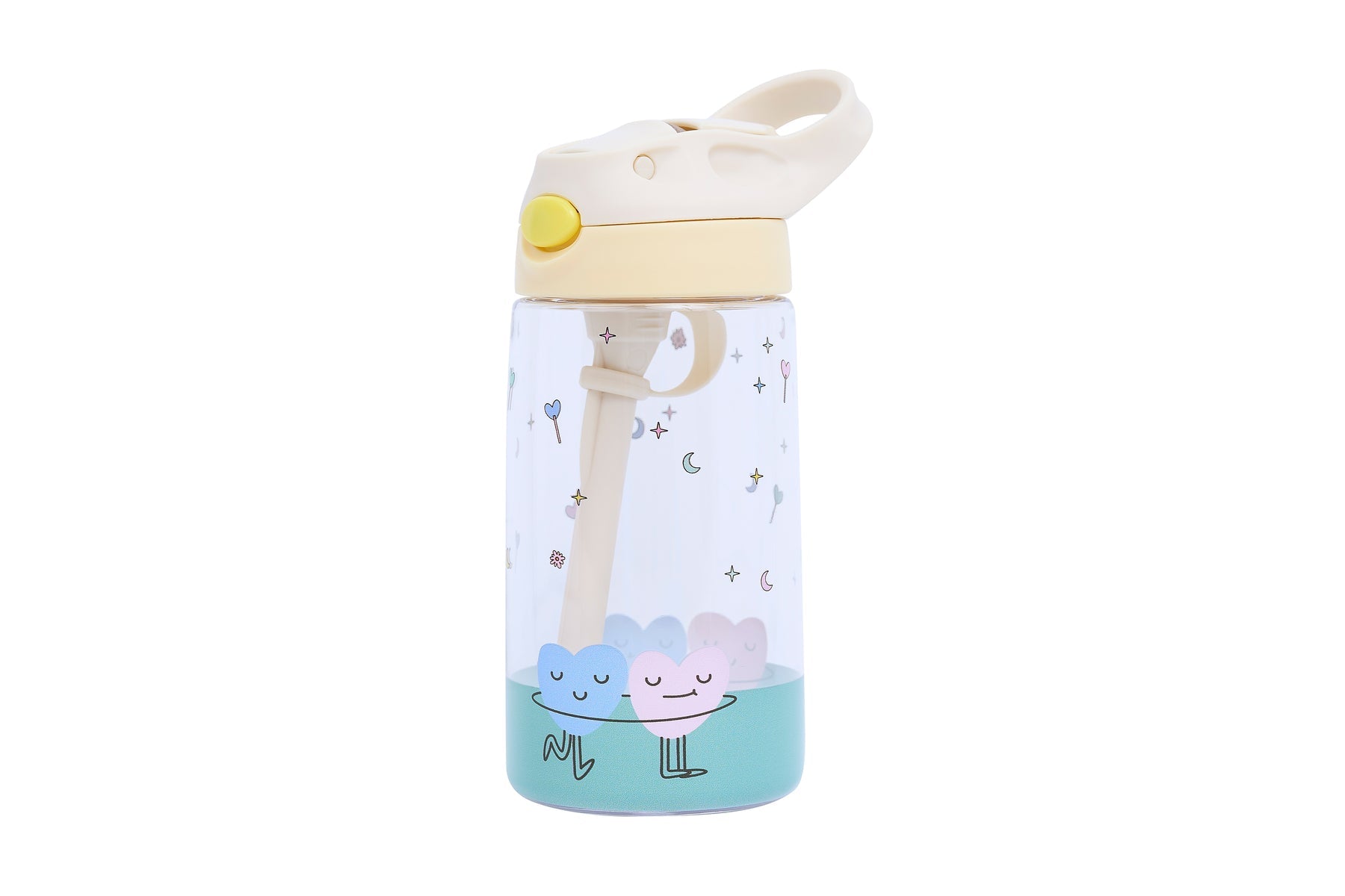 The Cotton Cloud - Dancing Hearts 480ML Tritan Water Bottle with Hidden Straw