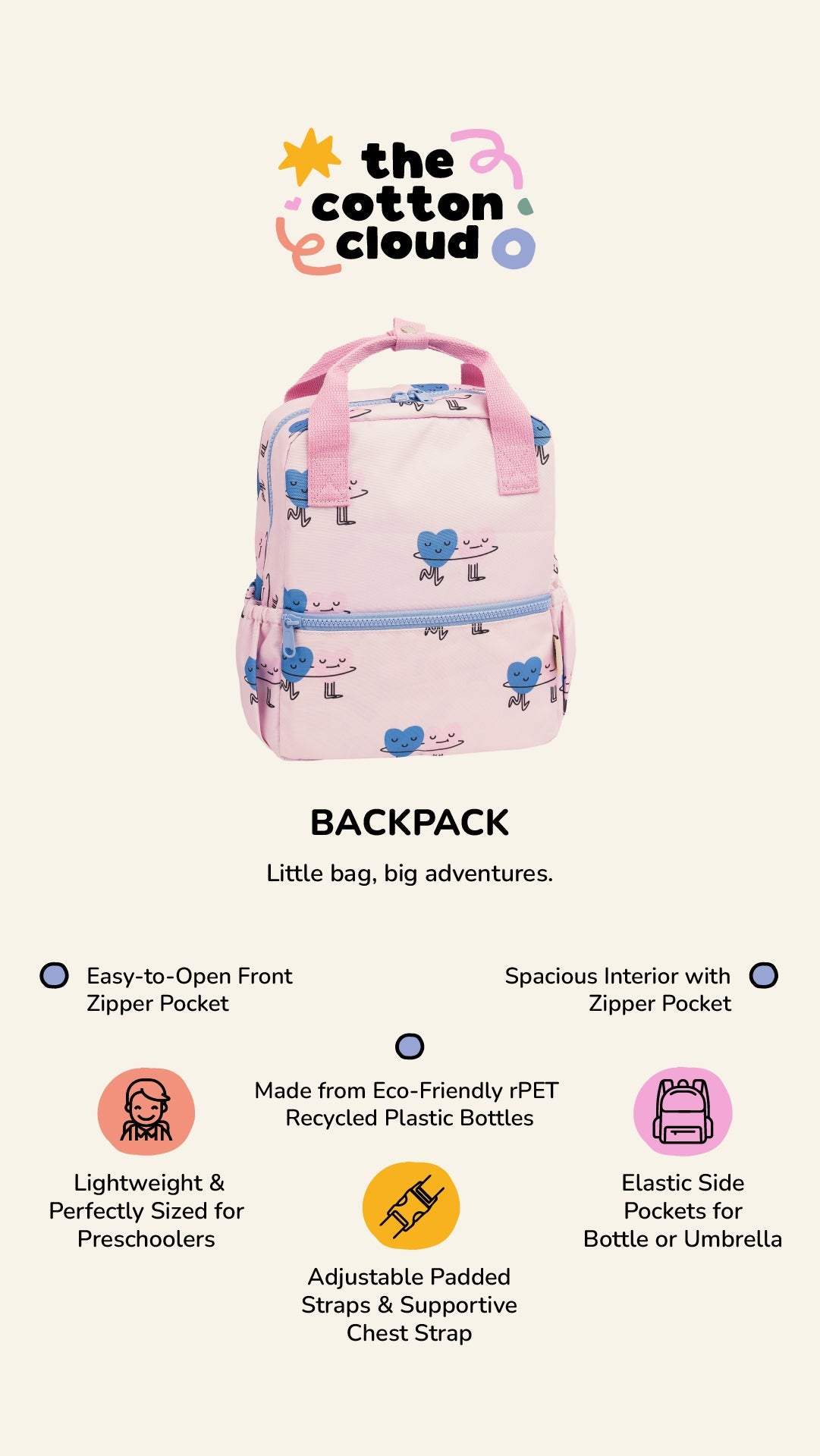The Cotton Cloud - Funky Dogs Nursery and Preschool Backpack