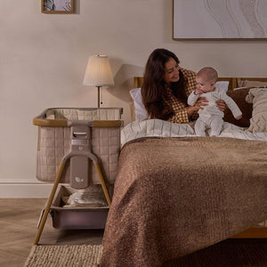 Tutti Bambini Cozee Sense Bedside Crib - Toasted Oak / Sand-Cribs-Toasted Oak / Sand- | Natural Baby Shower