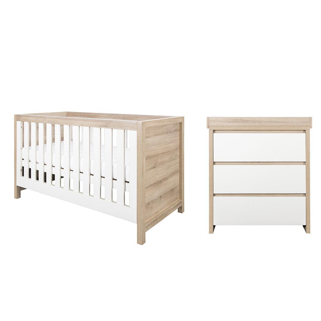 Tutti Bambini Modena 2 Piece Room Set - White/Oak-Nursery Sets-White/Oak-Without Mattress | Natural Baby Shower