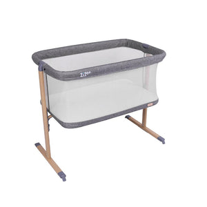 Tutti Bambini ZiZee Essential Crib - Oak/Charcoal-Bedside Cribs-Oak/Charcoal- | Natural Baby Shower