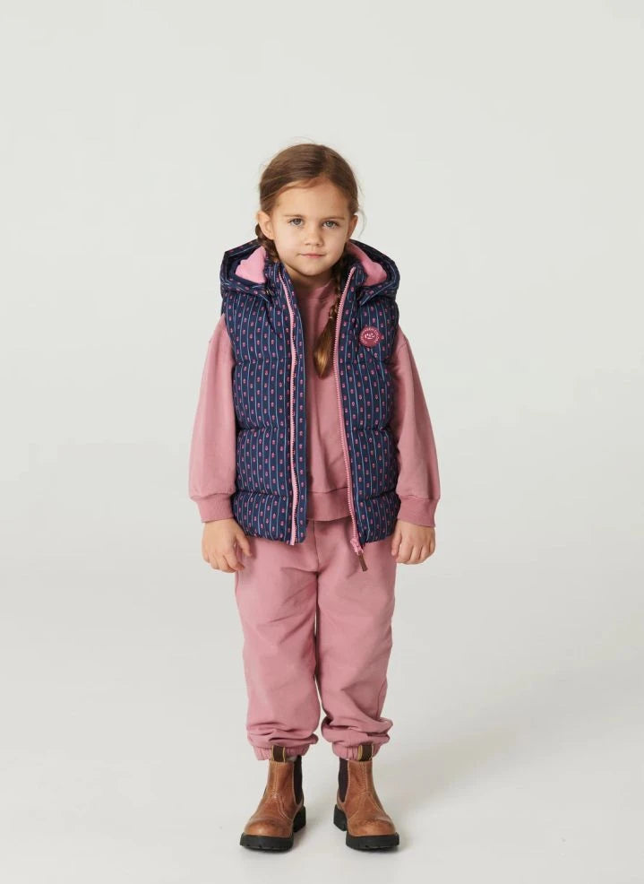 Copenhagen Colors - 2-in-1 Down Jacket with Removable Sleeves, Floral Pattern | Navy