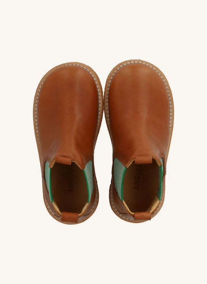 Angulus - Striped Chelsea Boot Laces | Cognac