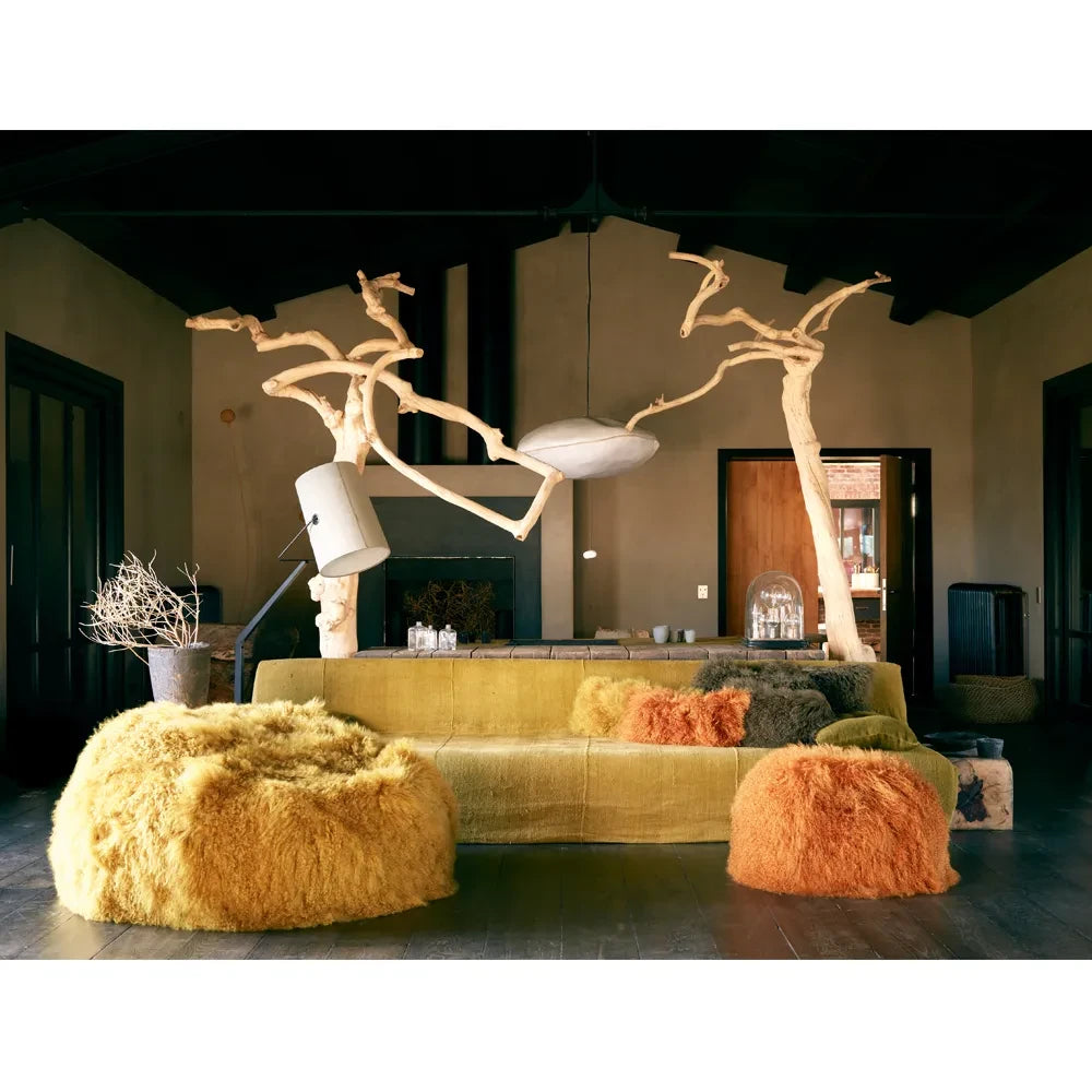 Maison de Vacances - Tibetan Goat Leather Cushion | Mustard