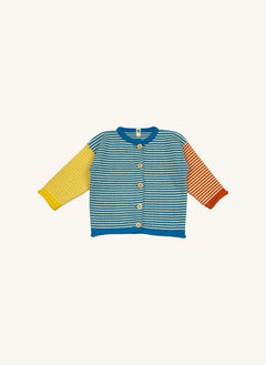 Bayiri - Striped Snail Organic Cotton Cardigan | Mavi