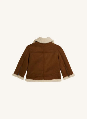 Stella McCartney Kids - Soft Suede Sherpa Jacket | Brown