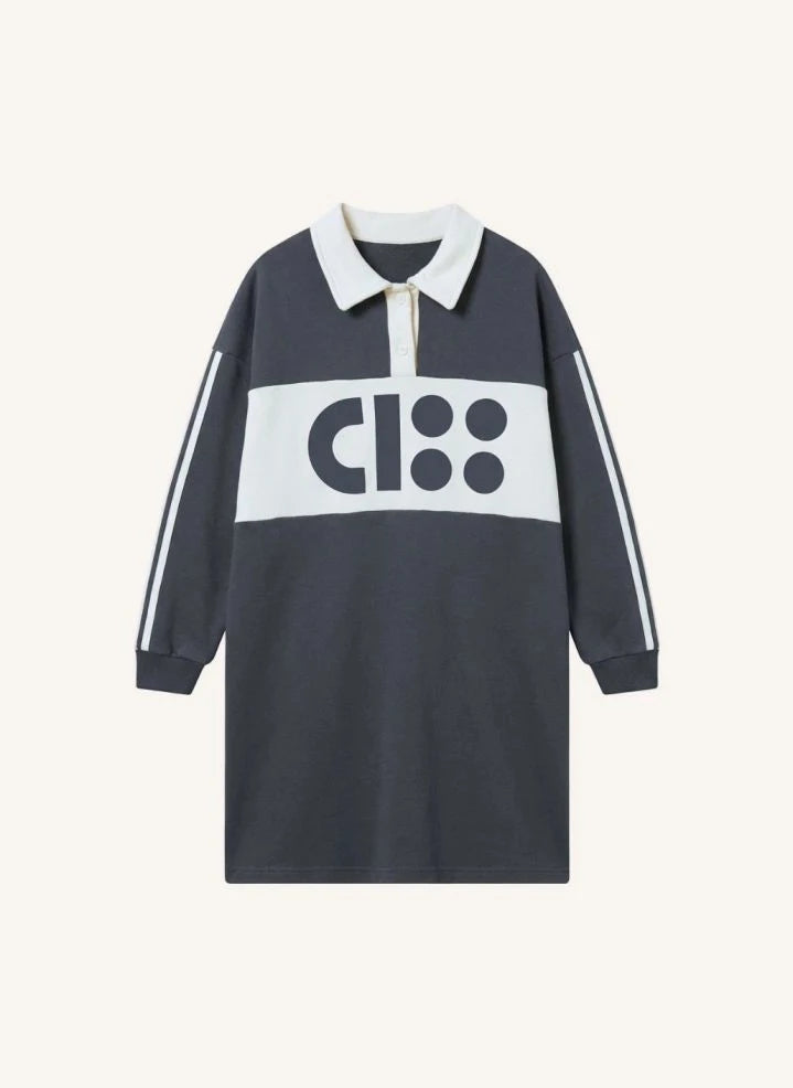 Cos I Said So - Logo-Detail Organic Cotton Polo Dress | Grey