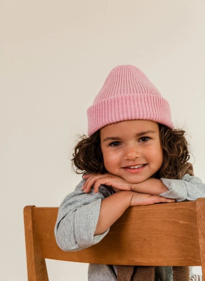 Hvid - Fonzie Merino Wool Beanie | Candy Pink
