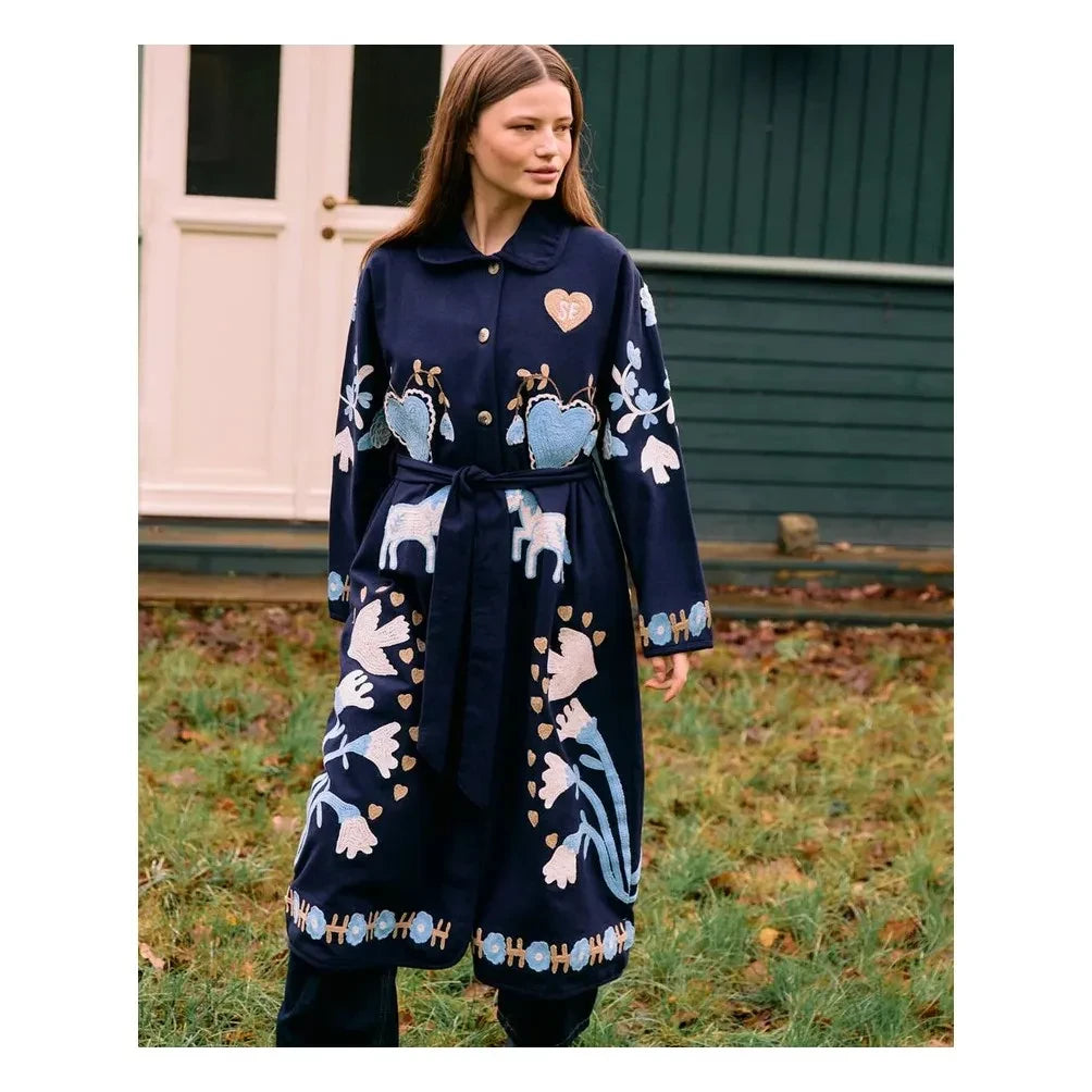 SISSEL EDELBO - Organic Cotton Horse-Embroidered Jacket | Navy