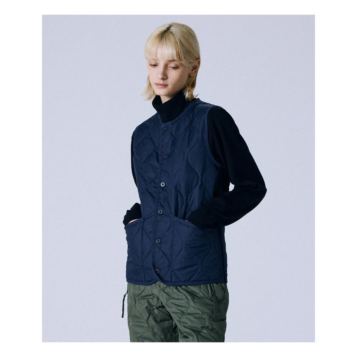 Taion - Unisex Military Sleeveless Jacket | Navy