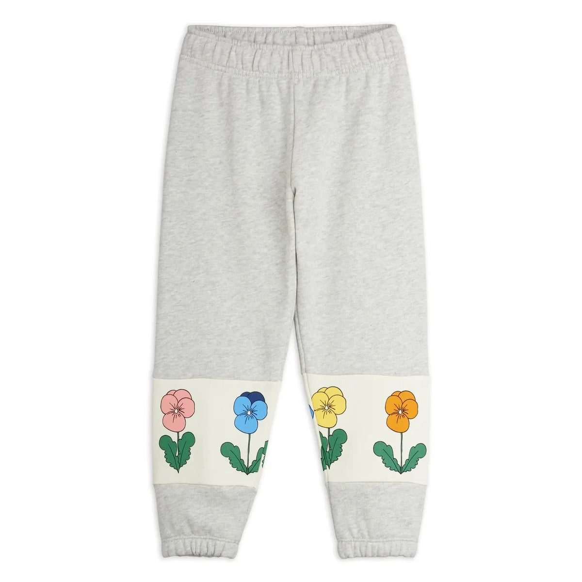 Mini Rodini - Organic Cotton Flower Jogger | Heather Grey