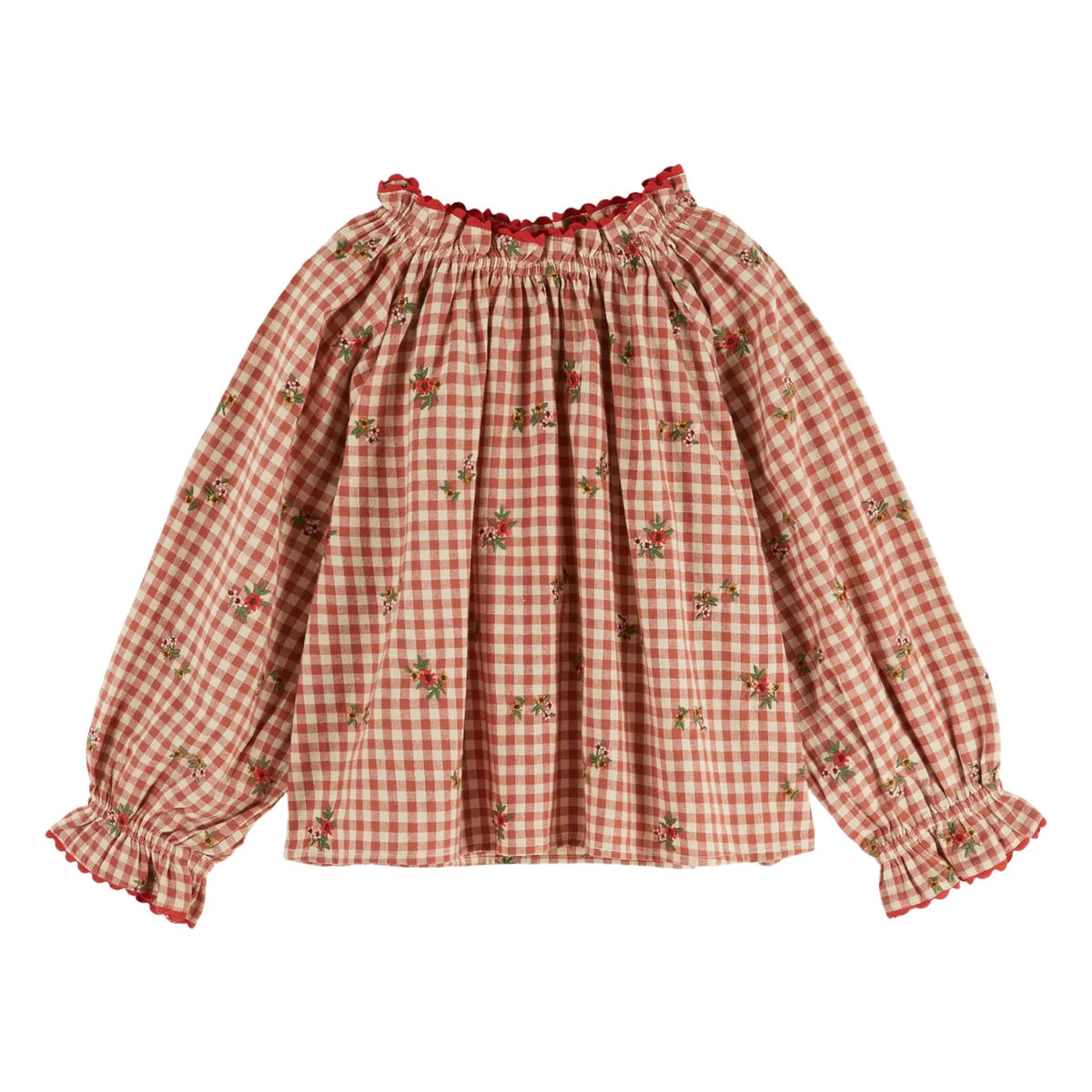 Emile et Ida - Fluffy Vichy Blouse | Red