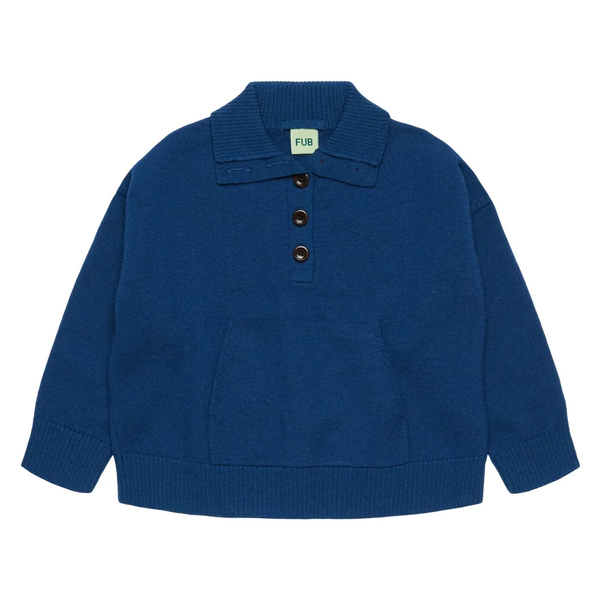 FUB - Wool Felt Polo Neck Sweater | Blue