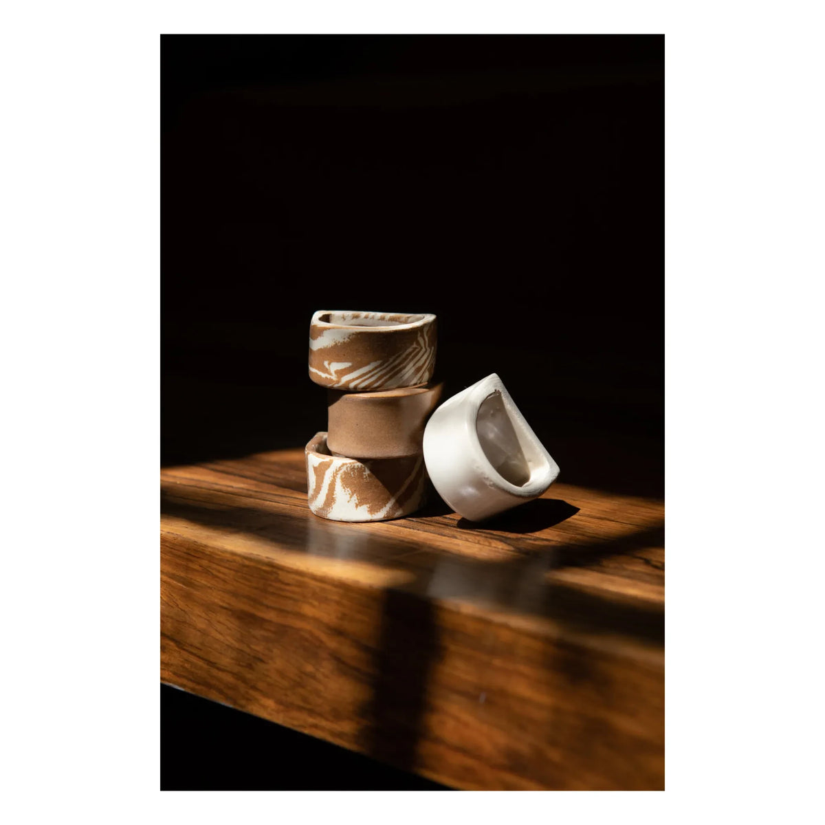 Franca Atelier - Set of 4 Napkin Rings | Brown Marble