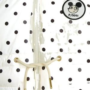 Mini Rodini - Hooded Faux Fur Look Dotted Puffer Jacket Made from Recycled Polyester | Ecru