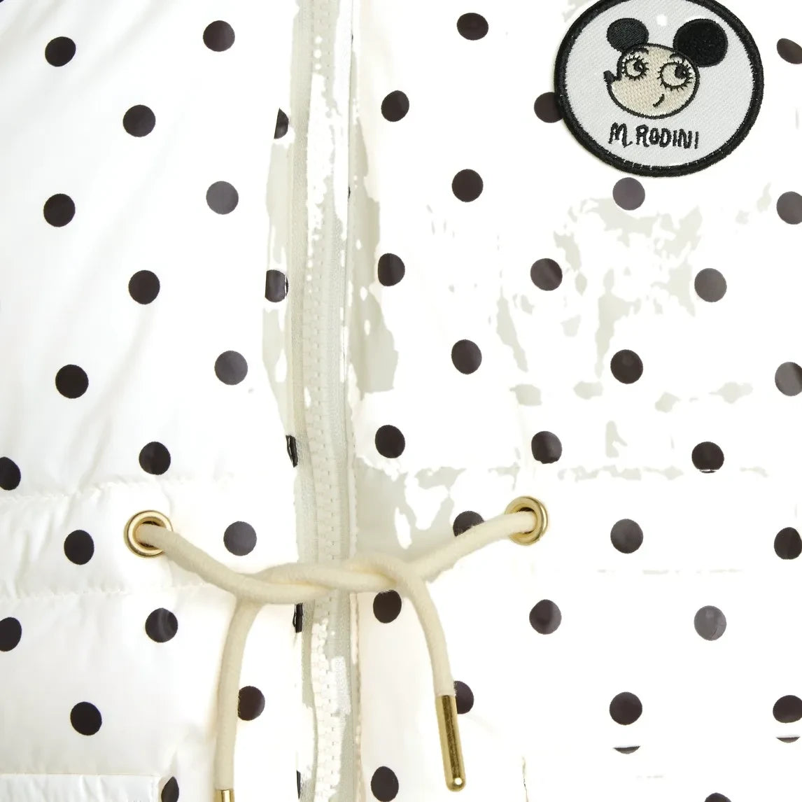 Mini Rodini - Hooded Faux Fur Look Dotted Puffer Jacket Made from Recycled Polyester | Ecru