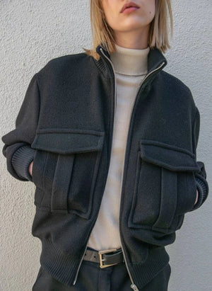 THEAVANT - Recycled Wool Baseball Jacket | Black