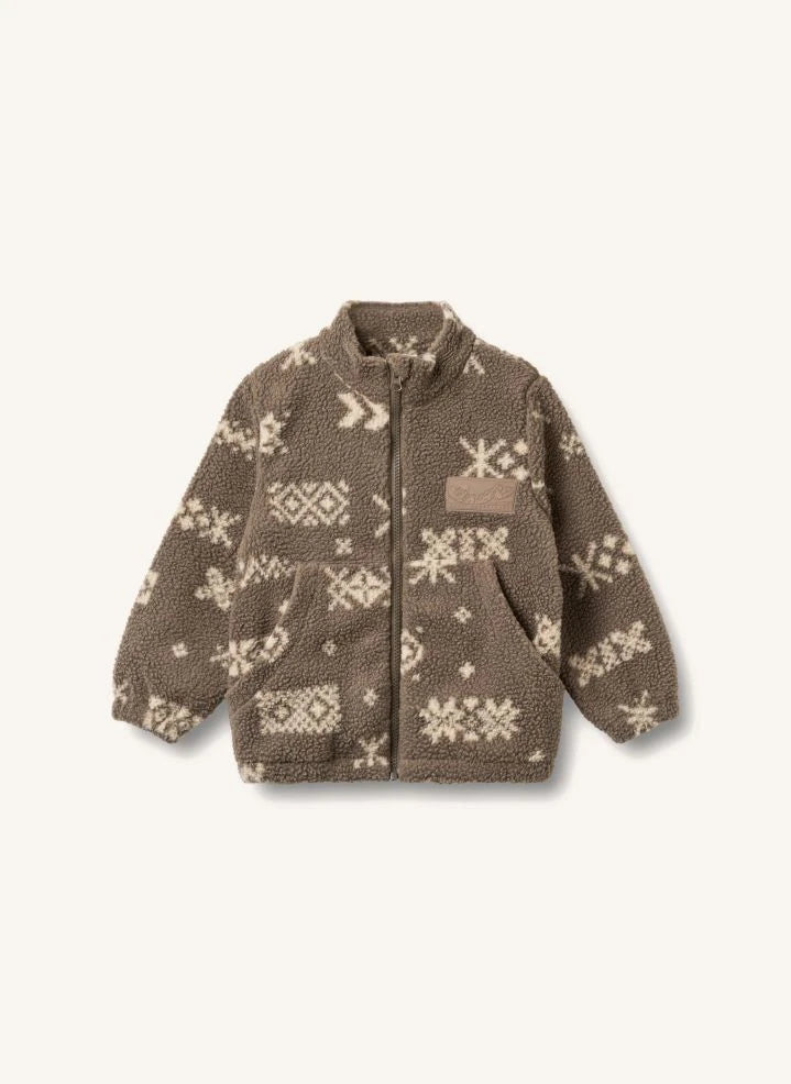 Wheat - Helge Jacquard Fleece Jacket Made from Recycled Fibers | Brown