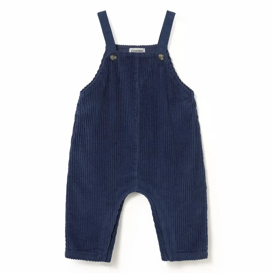 Cozmo - Dax organic cotton velvet dungaree | Navy