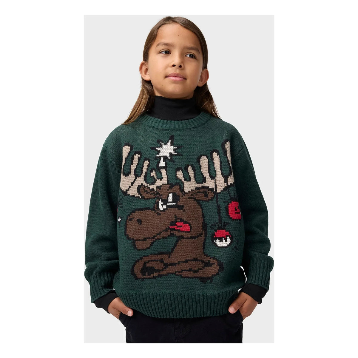 Molo - Bello Smiley Christmas Sweater | Chrome Green