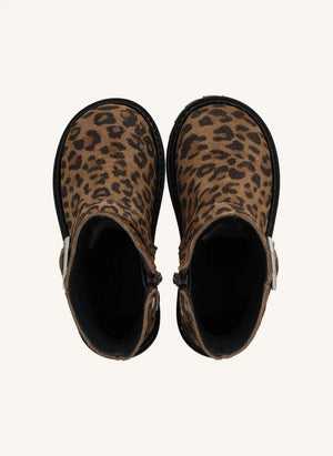 Angulus - Leopard Biker Suede Boots with Buckle