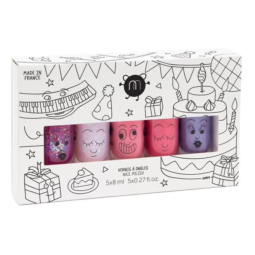 Nailmatic Kids - Nail Polish Set of 5 - Sheepy, Polly, Cookie, Kitty, and Piglou