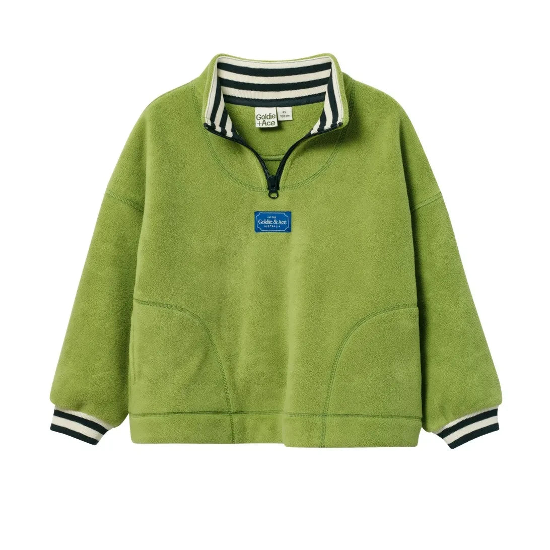 Goldie + Ace - Polar Zippered Sweatshirt | Forest Green
