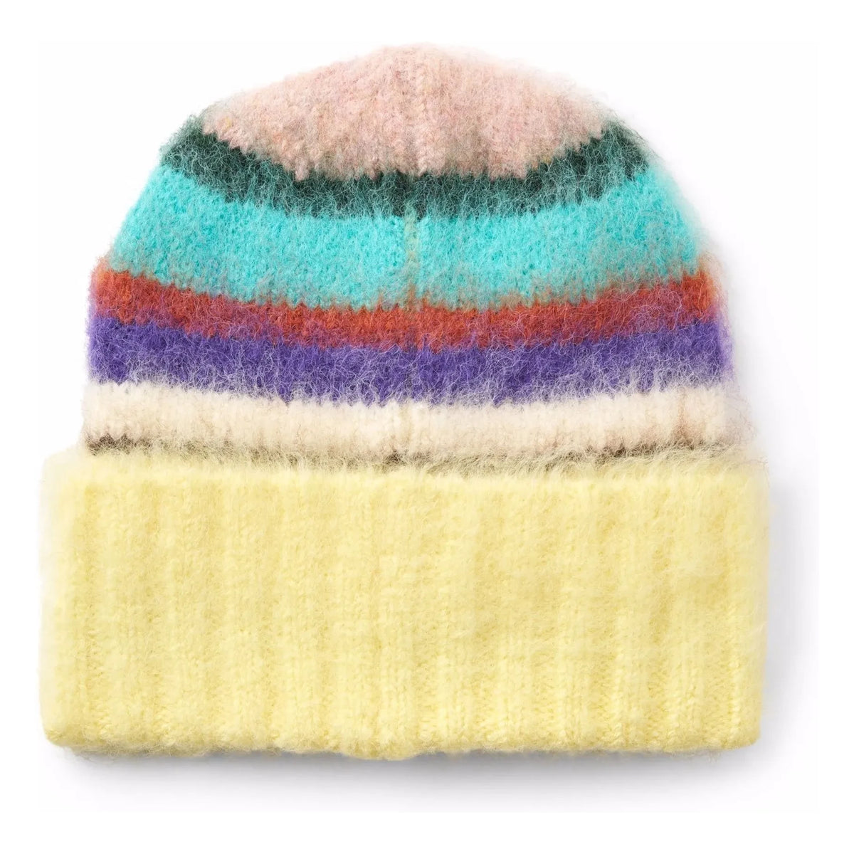 Molo - Striped Black Beret | Pale Yellow