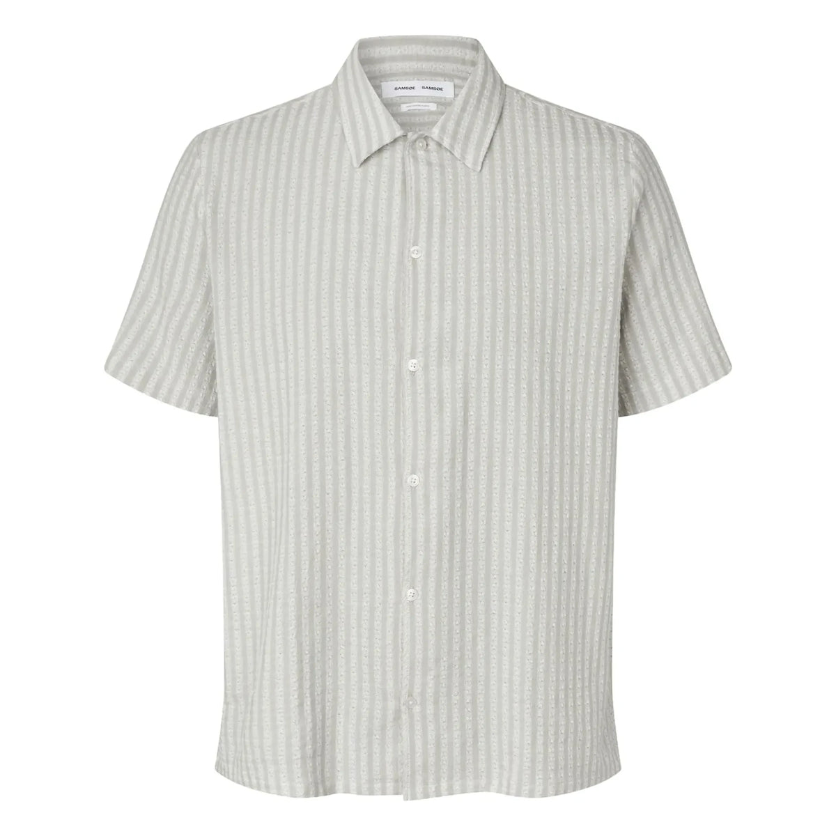 Samsoe Samsoe - Avan JX Short Sleeve Cotton Shirt | Light Gray