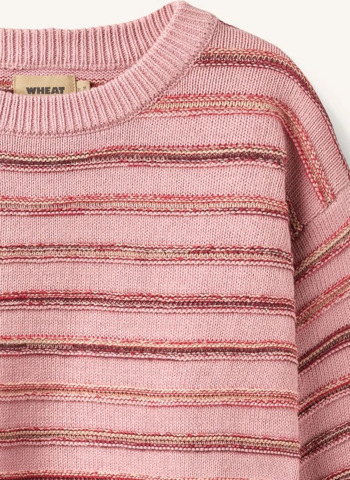 Wheat - Harlow Striped Organic Cotton Jacquard Sweater | Marbled Pink