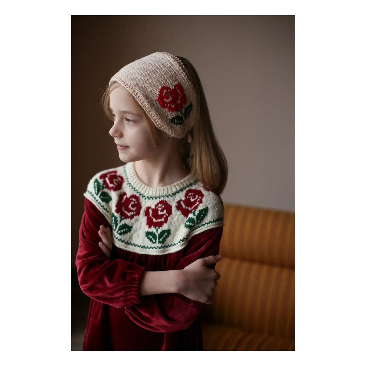 Kalinka - Pink Merino Wool Headband | Beige