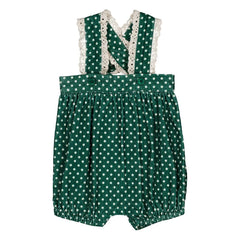 Hello Simone - Velvet Polka-Dot Bubble Romper | Green