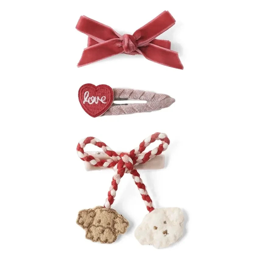 Gingersnaps - Set of 3 Adelina Hair Clips | Red