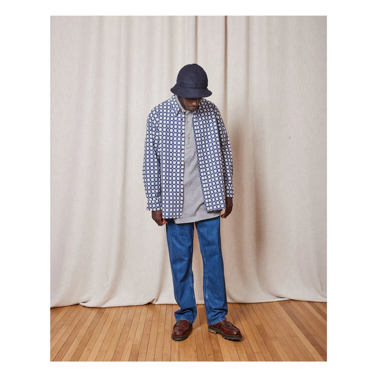 Homecore - Shadow Delos Cotton Shirt | Navy Blue