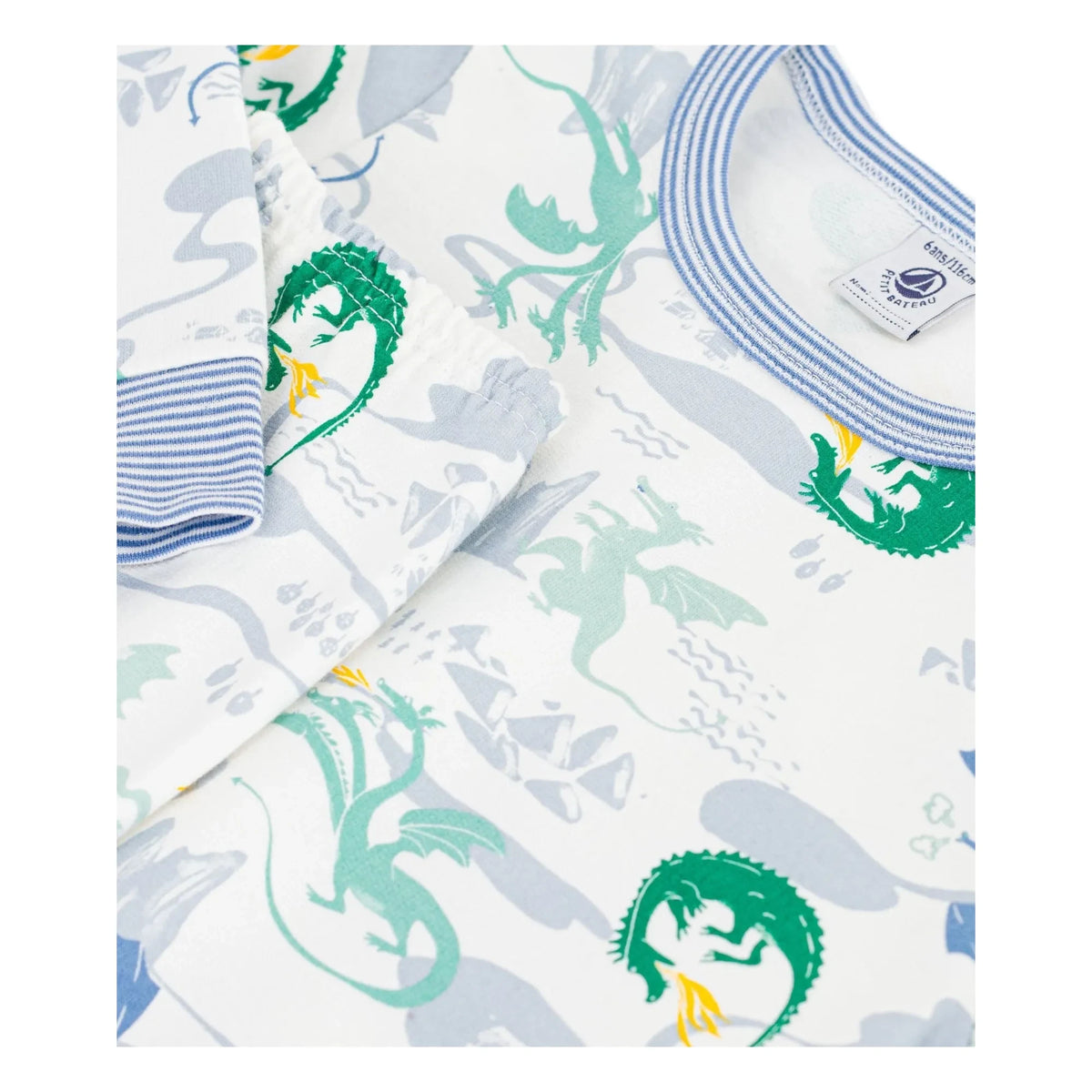 Petit Bateau - Pyjamas Dragons Organic Cotton | White
