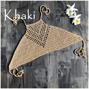 Jesminda - Knitted Khaki Triangle Sexy Bikini Top