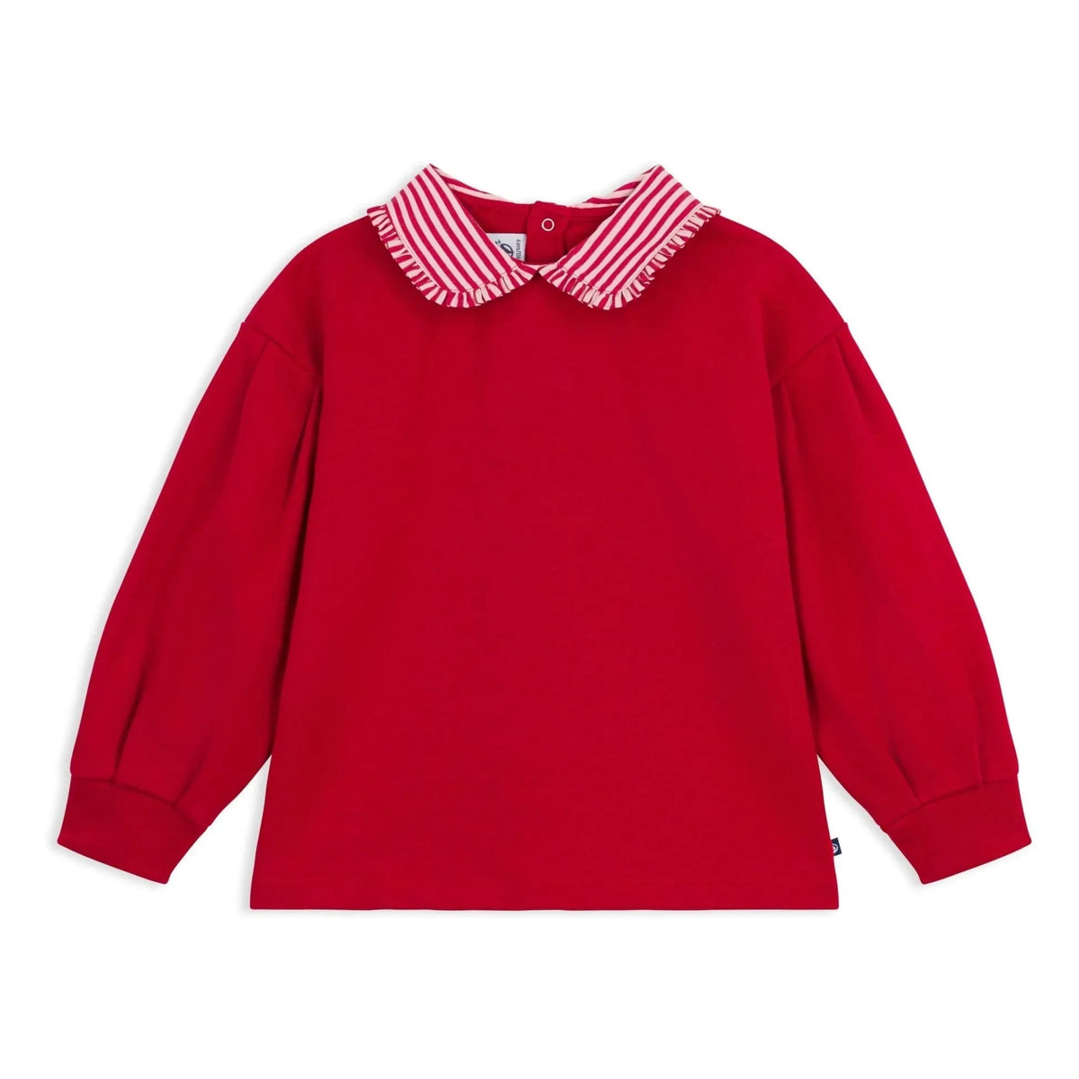 Petit Bateau - Striped Neck Sweat Organic Cotton | Red