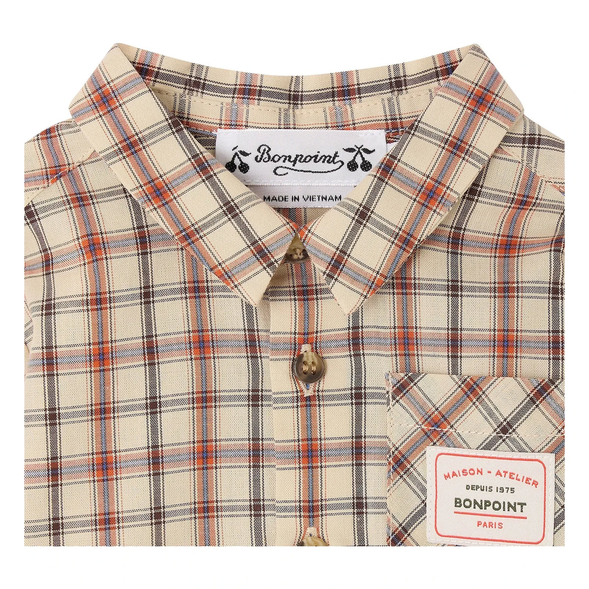 Bonpoint - Gillo Organic Cotton Checked Shirt | Beige