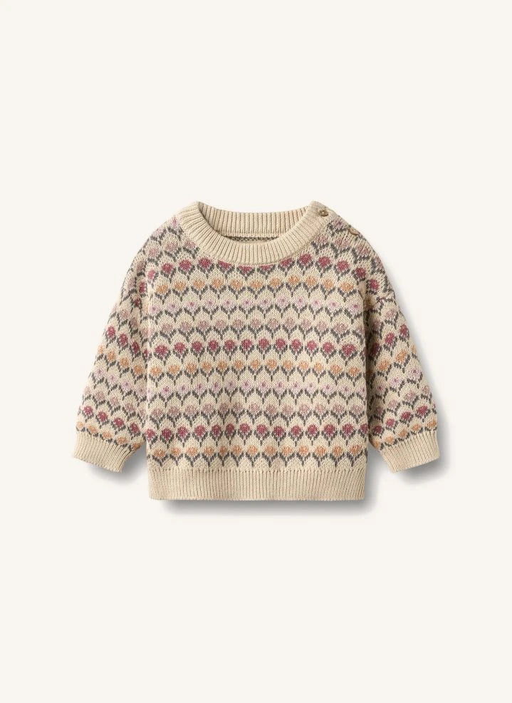 Wheat - Harlow Organic Cotton Baby Jacquard Sweater | Ecru