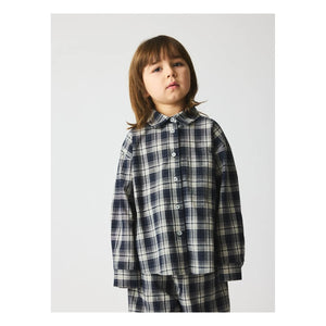 brunobruno nation - Virgil Checkered Organic Cotton Shirt | Navy