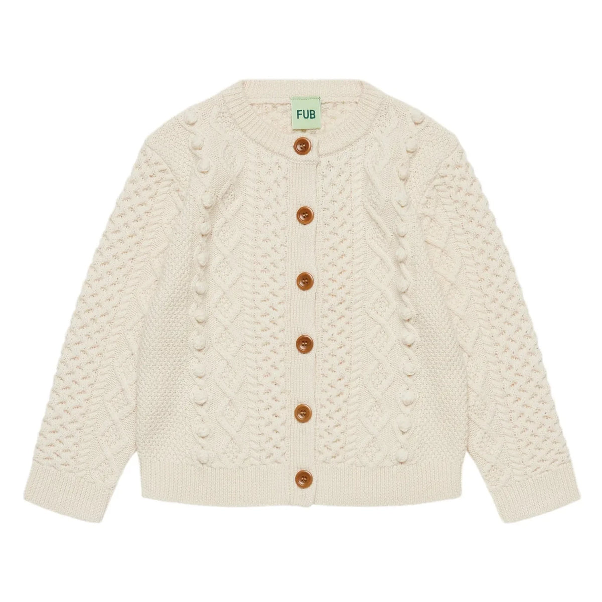 FUB - Merino Wool Aran Cardigan | Ecru