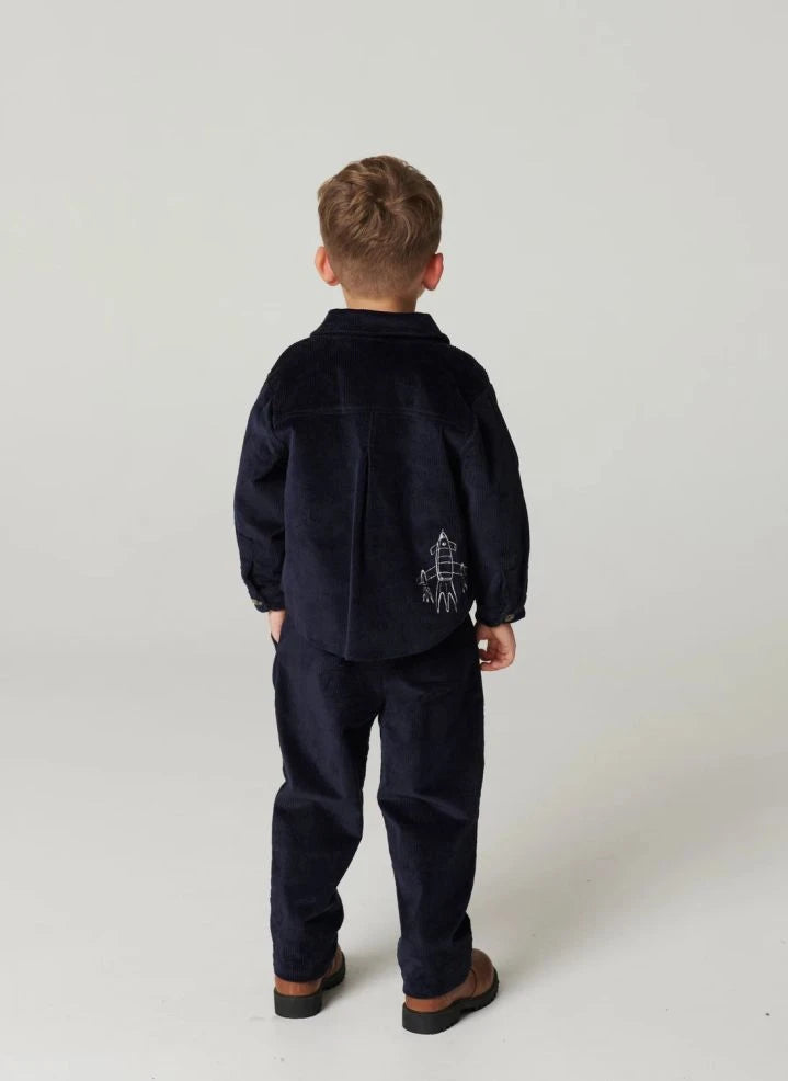 Copenhagen Colors - Organic Cotton Ribbed Corduroy Drawstring Pants | Navy