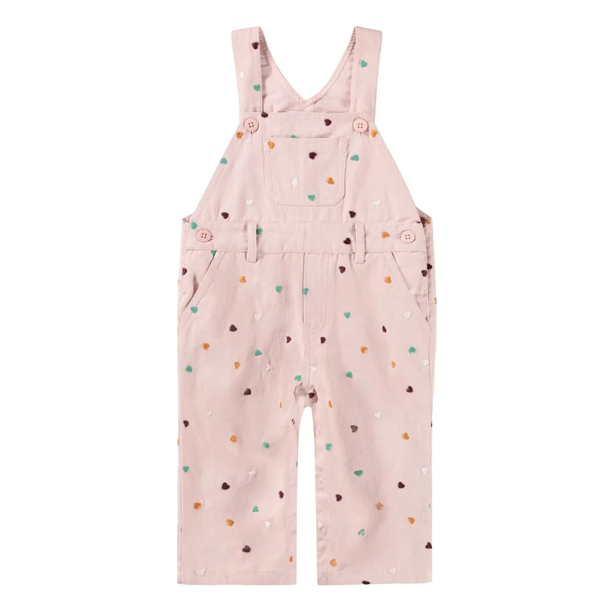 Molo - Sora organic cotton overalls with heart embroidery | Powder pink