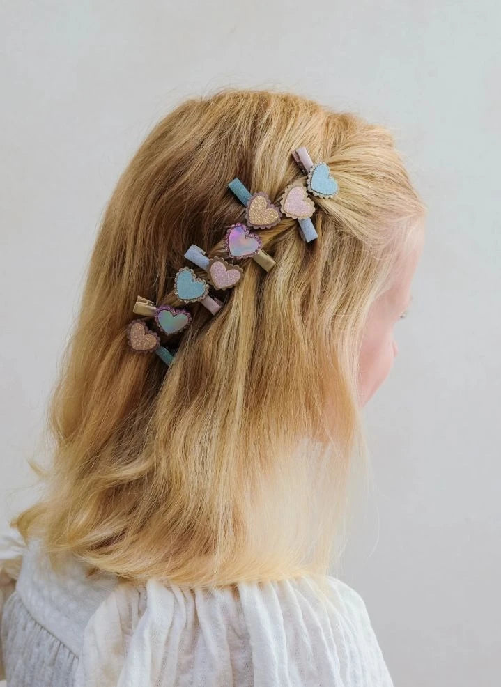 Mimi & Lula - 8-piece Heart-Shaped Hair Clip Set | Light Blue