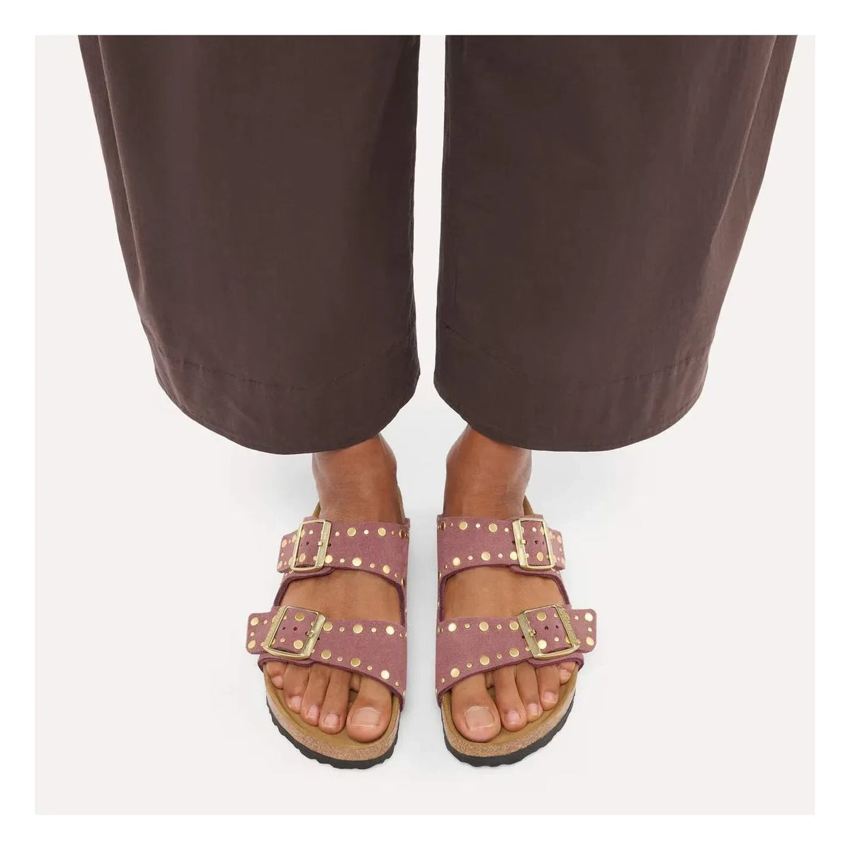 BIRKENSTOCK - Arizona Rivets Suede Sandals | Brick Red