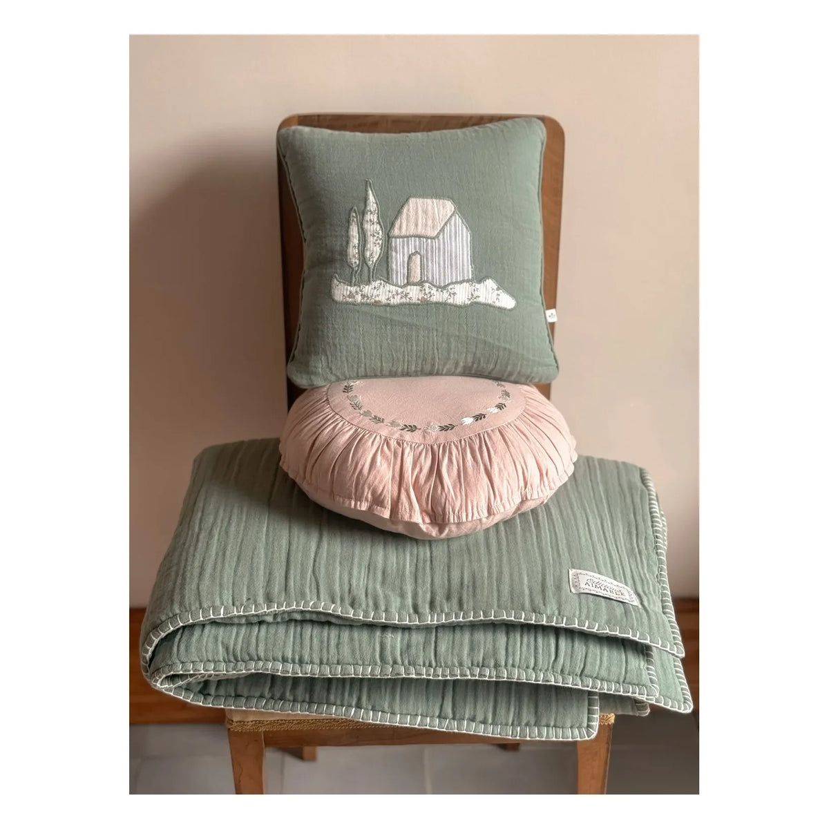 Editions Aimable - Maison Hector pillow | Dark Green Gauze