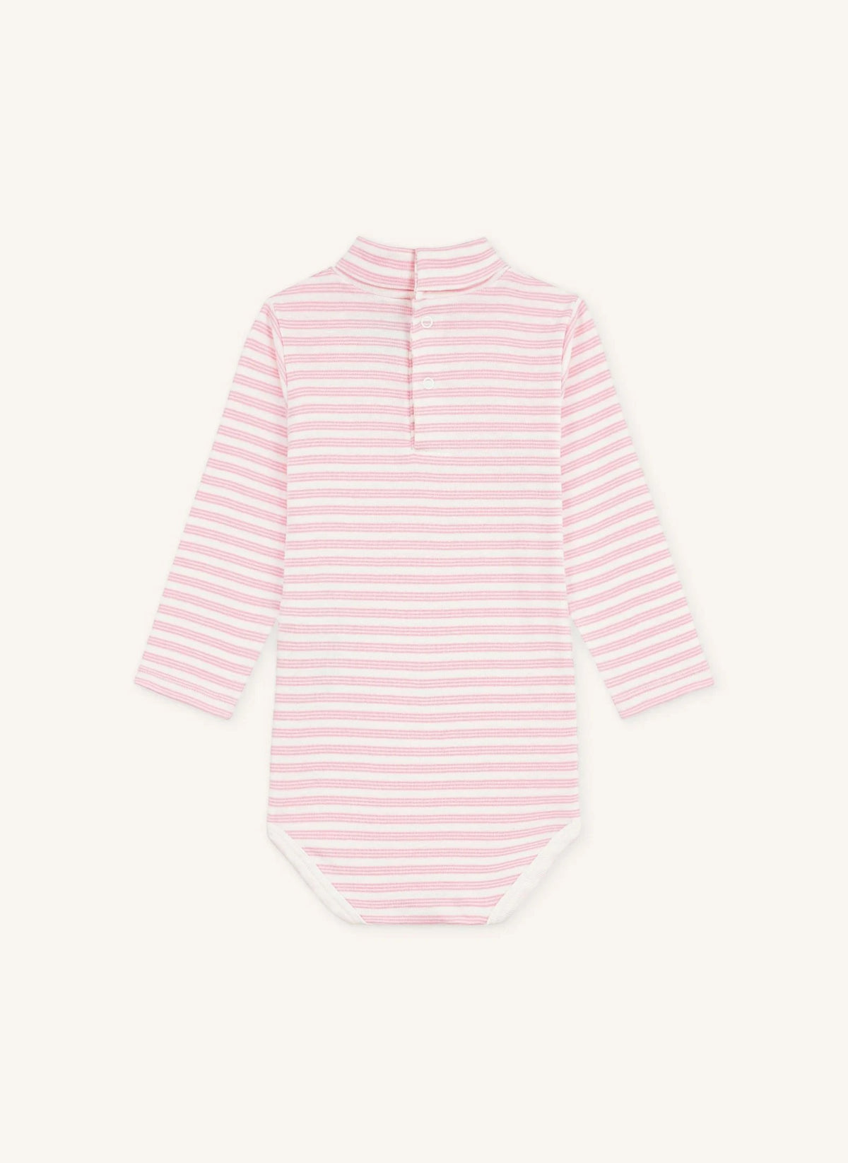 Petit Bateau - Organic cotton striped turtleneck bodysuit | Pink
