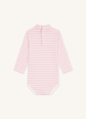 Petit Bateau - Organic cotton striped turtleneck bodysuit | Pink